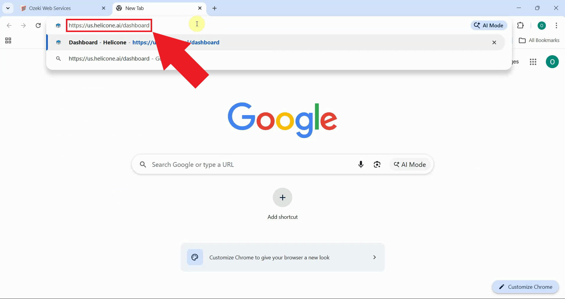 Open Helicone dashboard