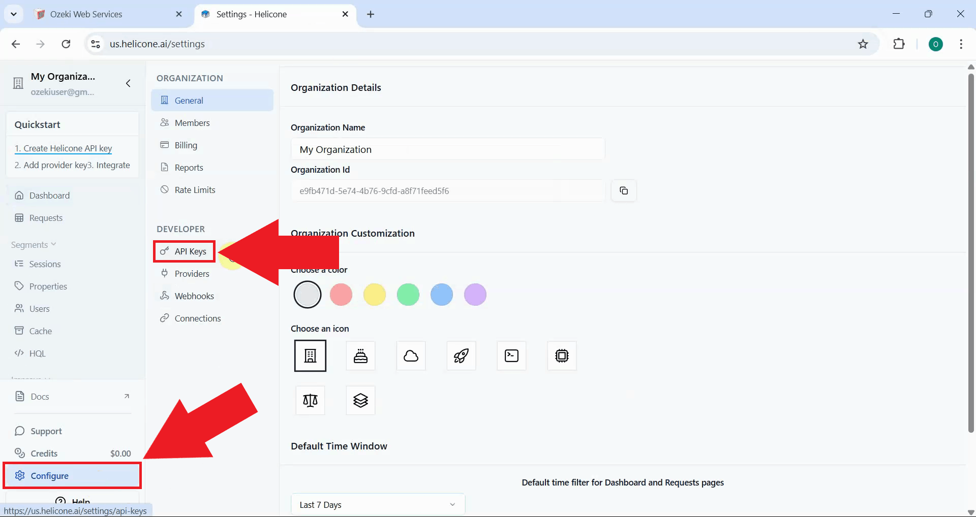 Navigate to API Keys