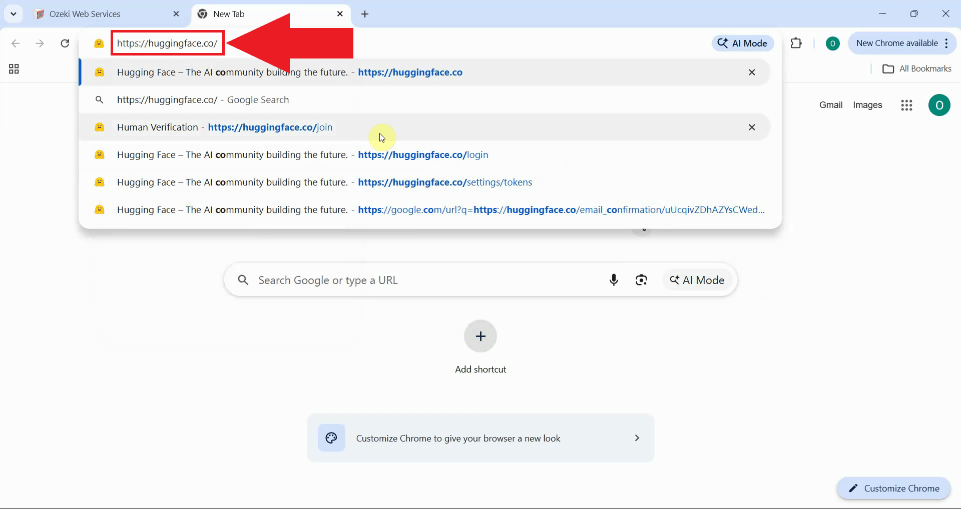 Open HuggingFace website