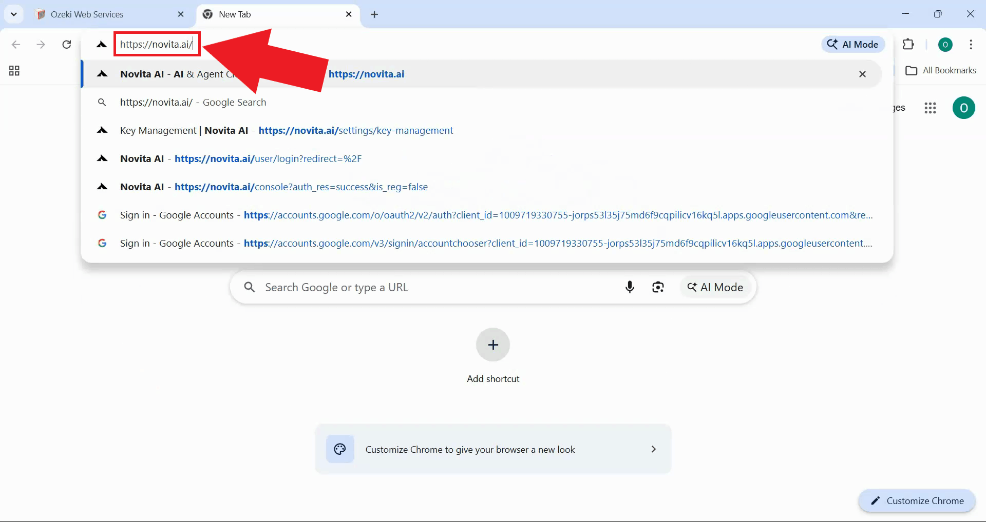 Navigate to Novita AI website