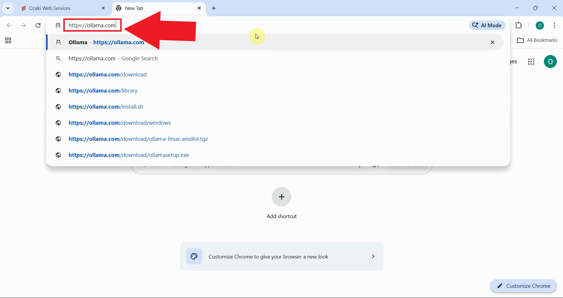 Navigate to Ollama website