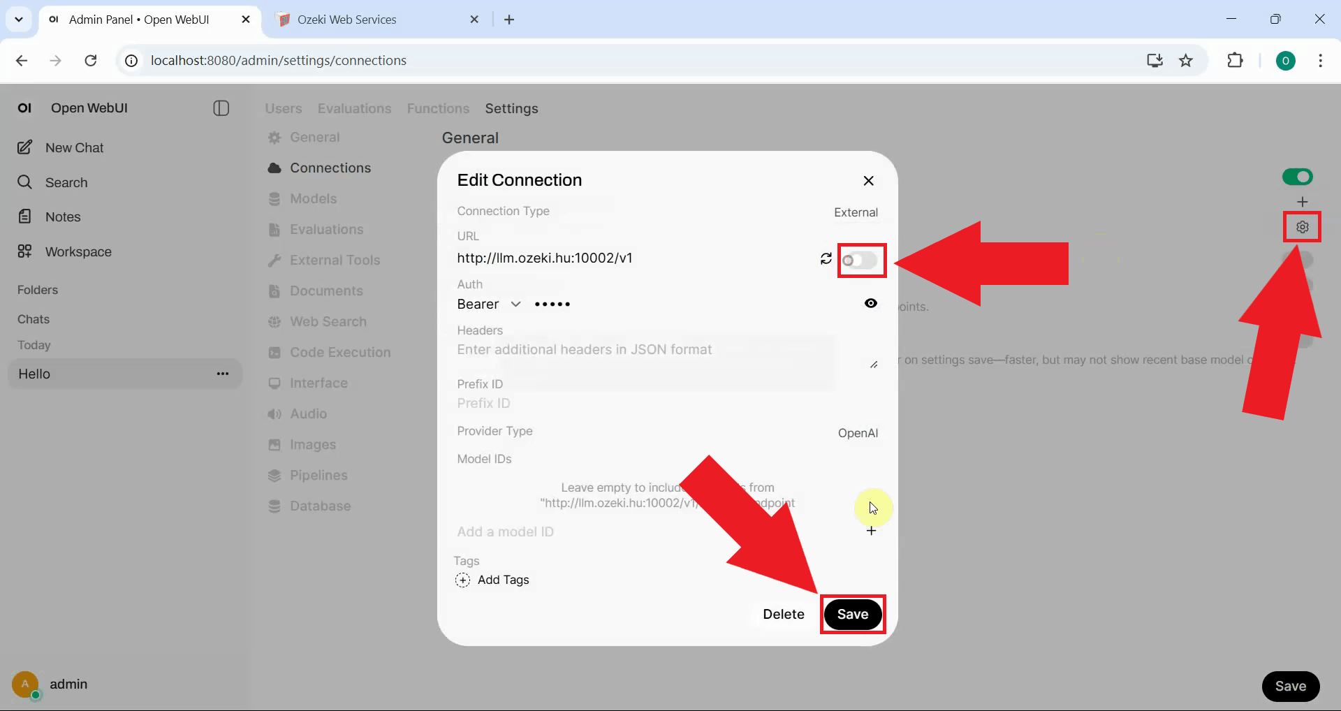 Disable direct connection in Open WebUI