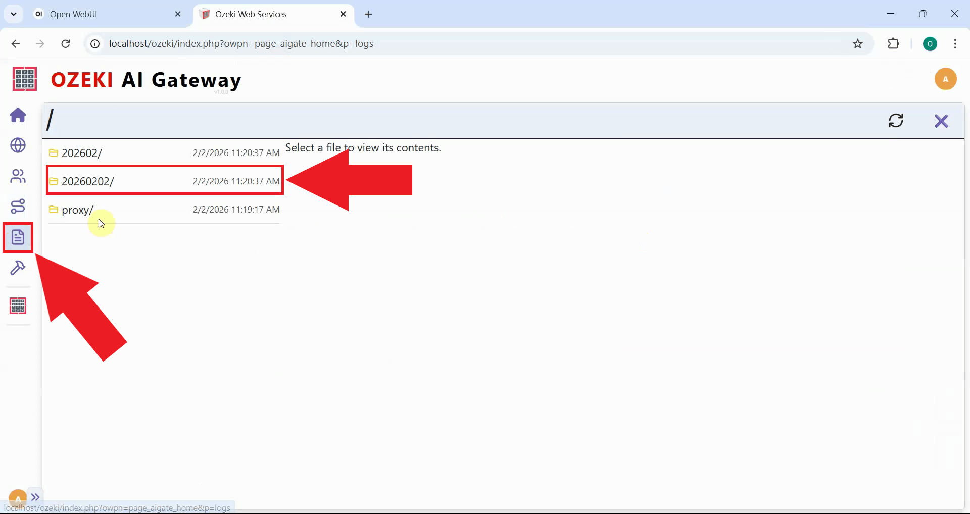Access log file in AI Gateway