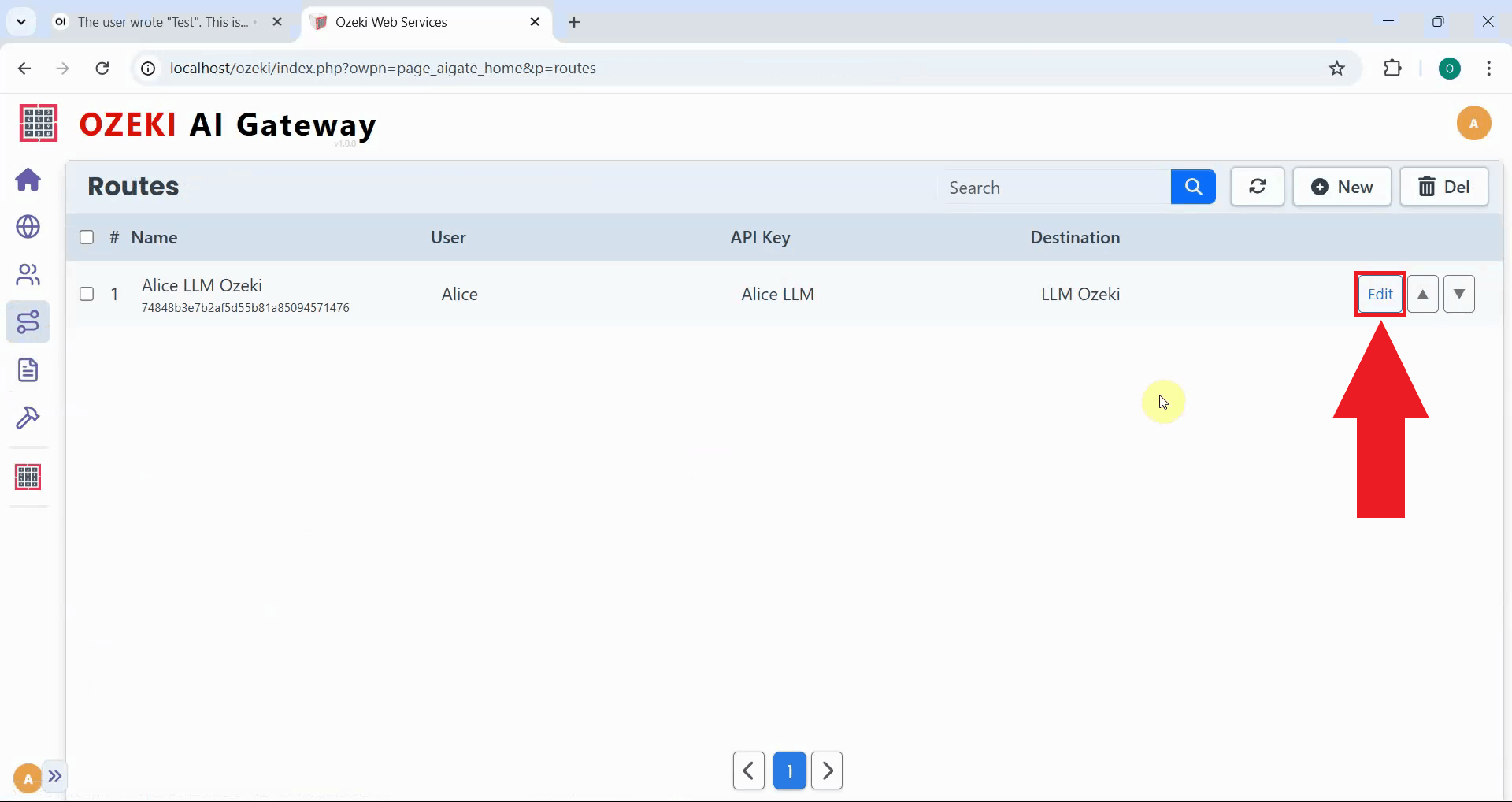 Edit route in AI Gateway