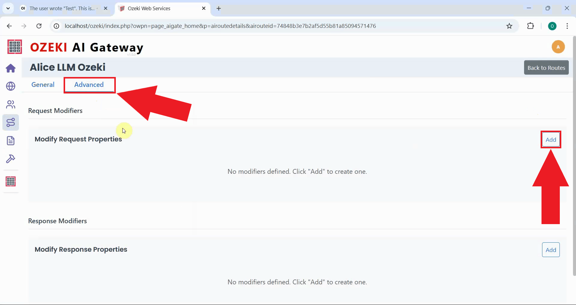 Add request modifier in Advanced tab