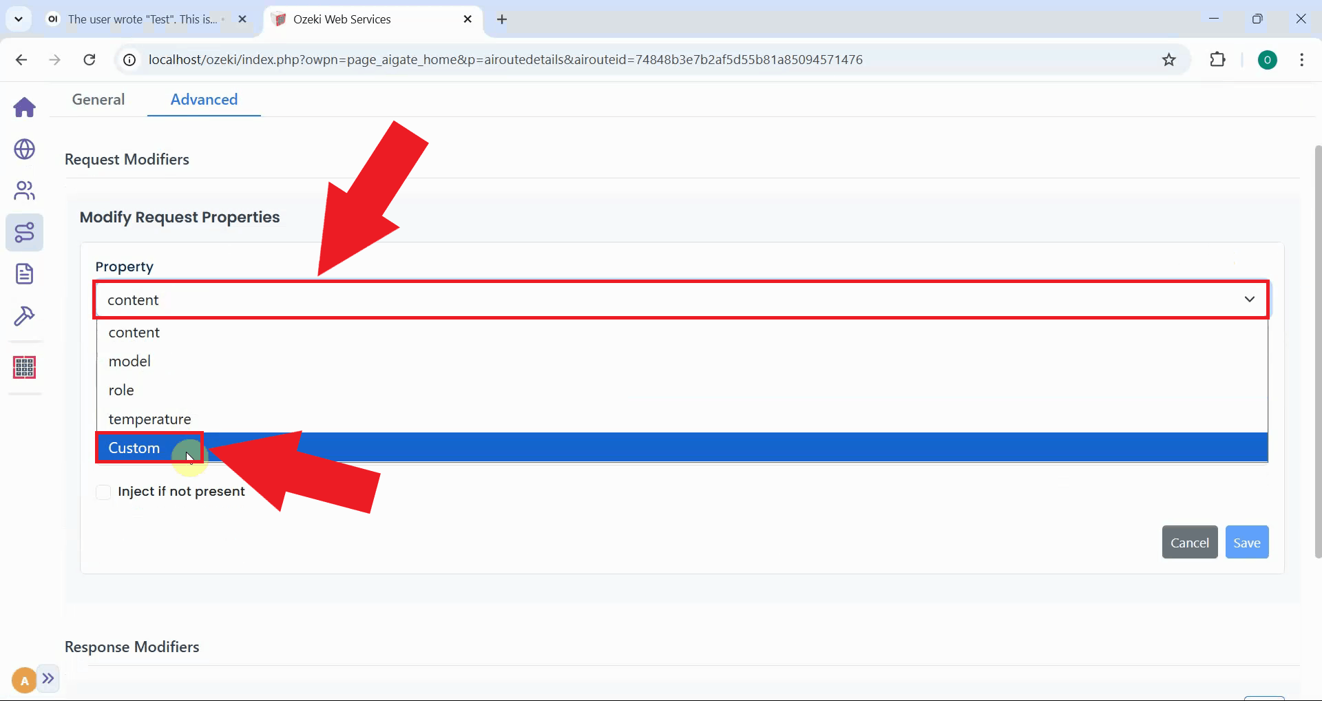 Set property to Custom