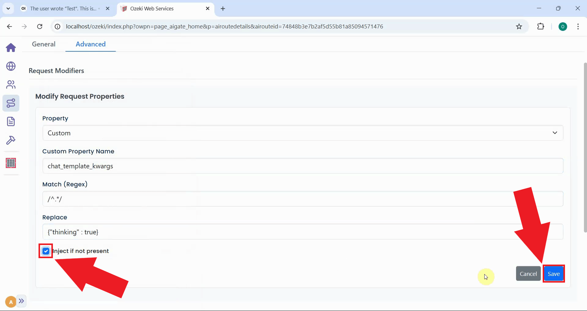 Enable inject and save