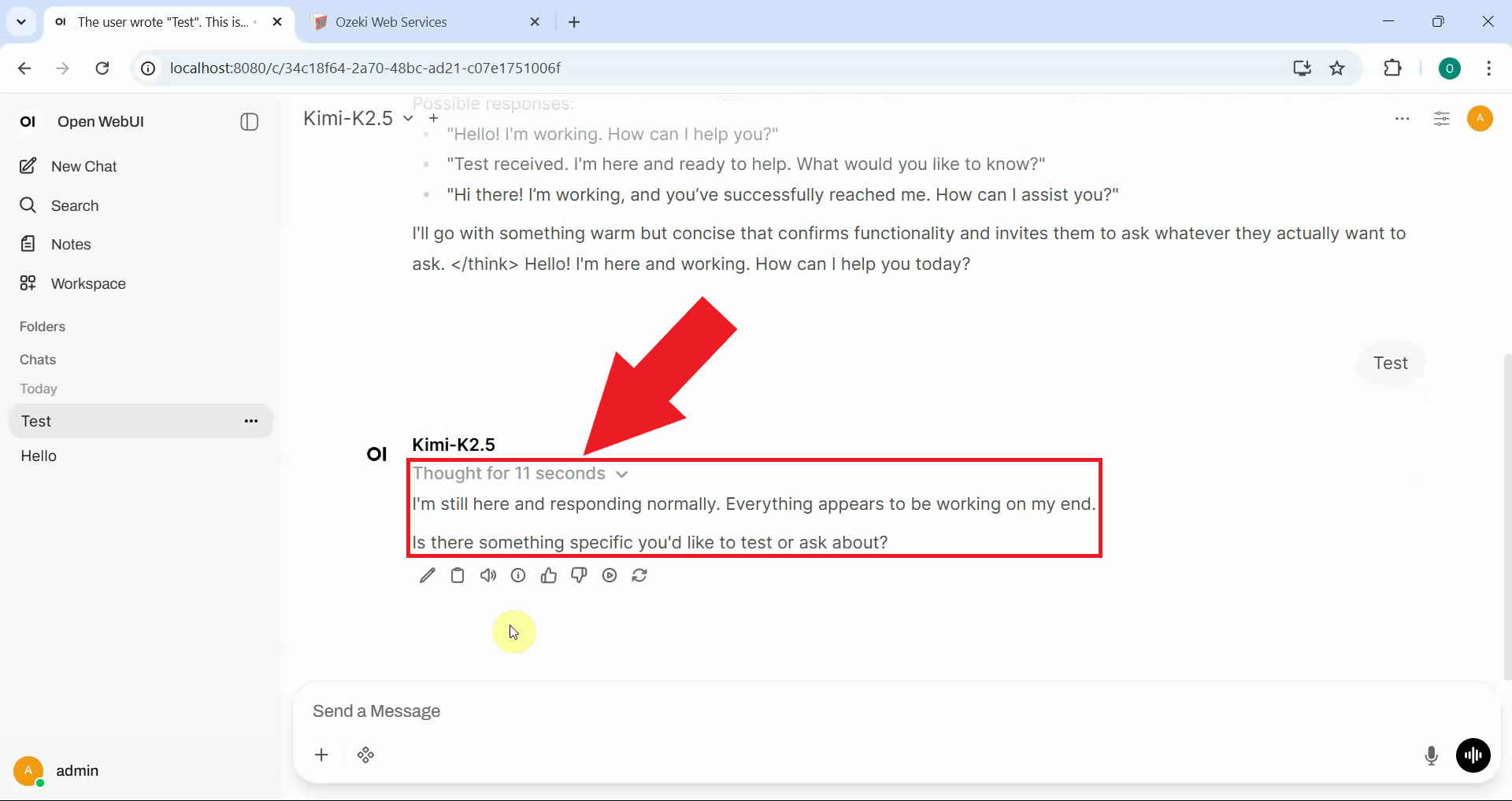 Thinking works correctly in response