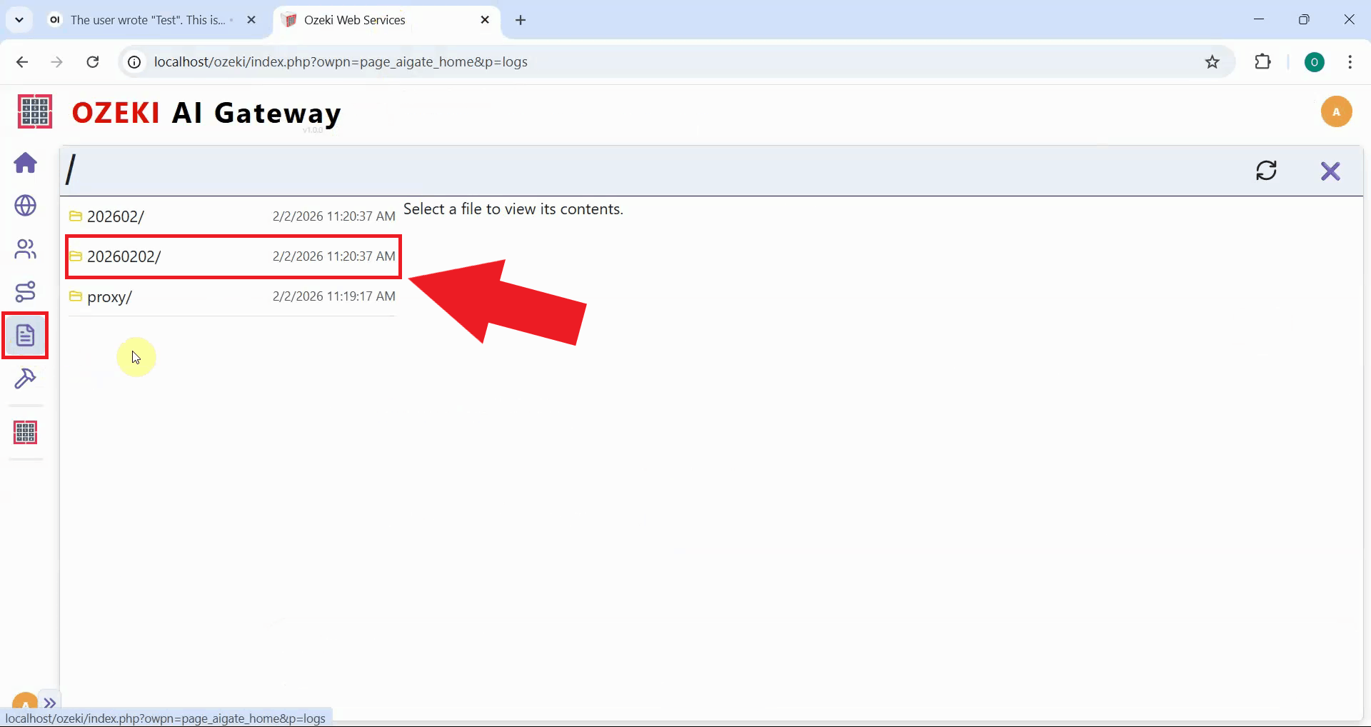 Access log file in AI Gateway