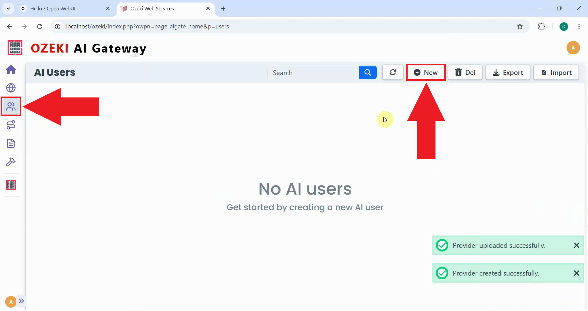 Create new user on Users page