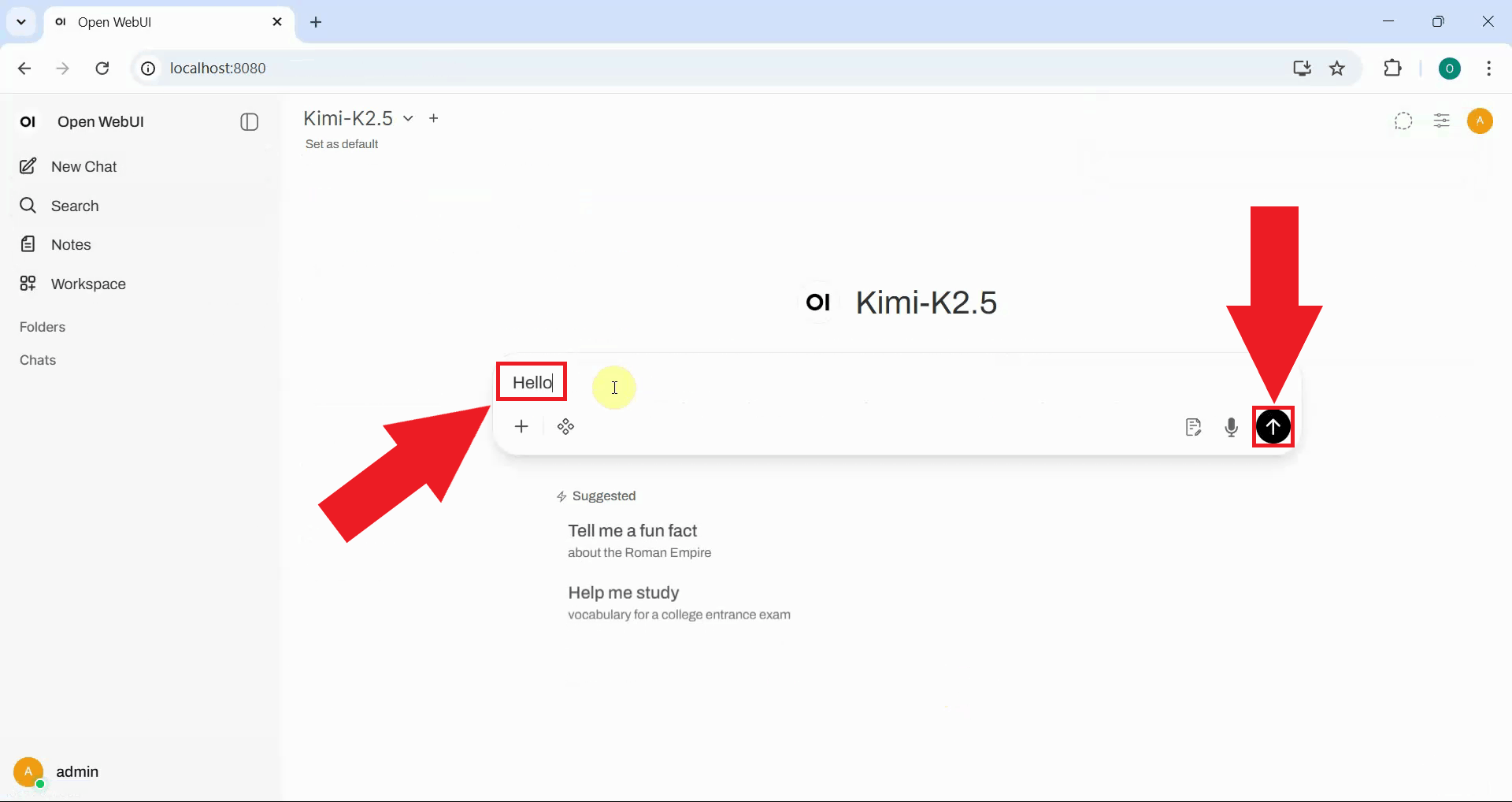 Send prompt to Kimi model
