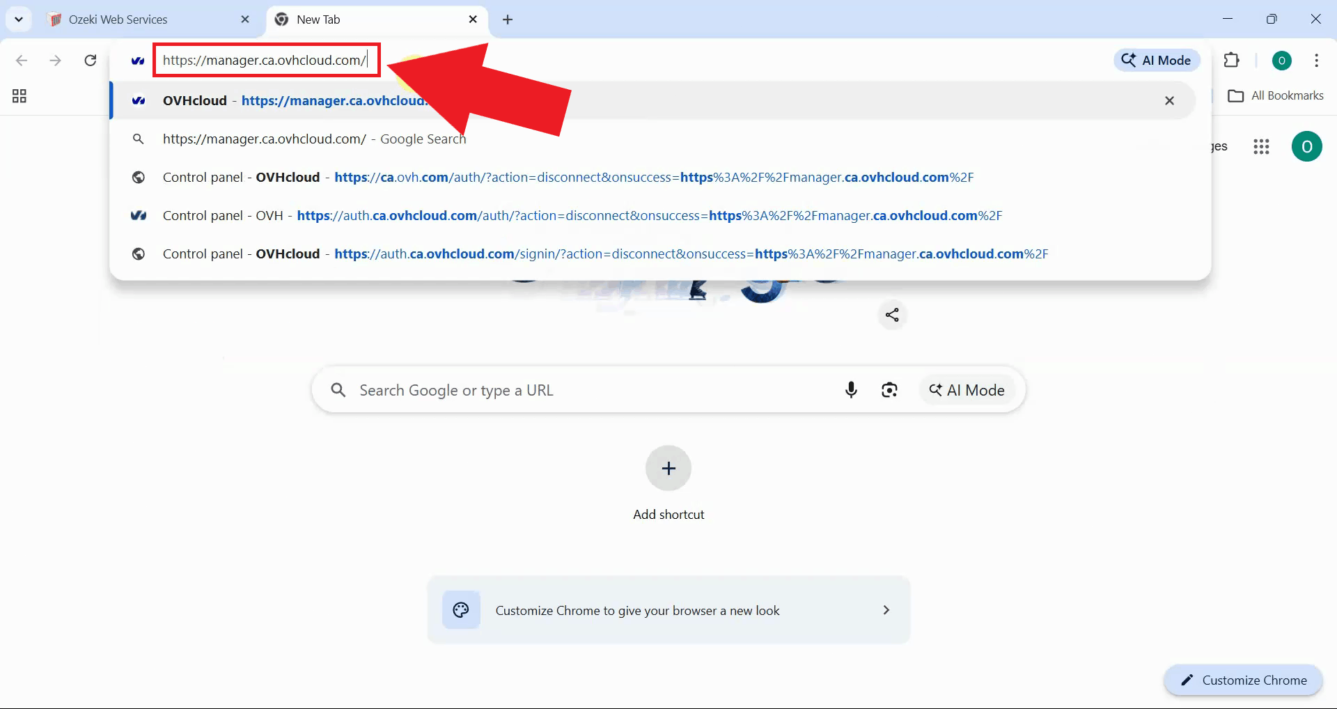 Open OVHCloud Manager website