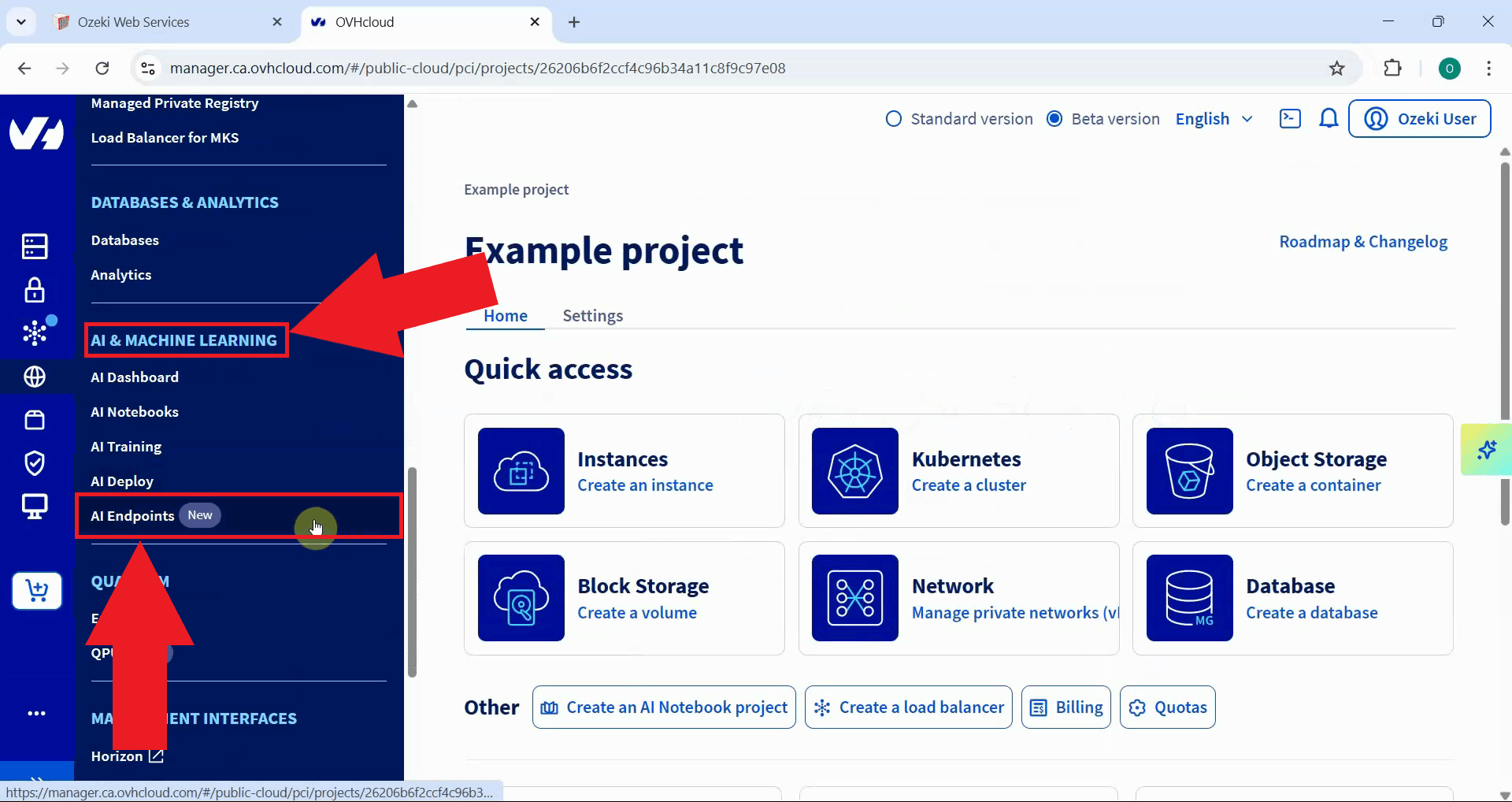 Navigate to AI Endpoints