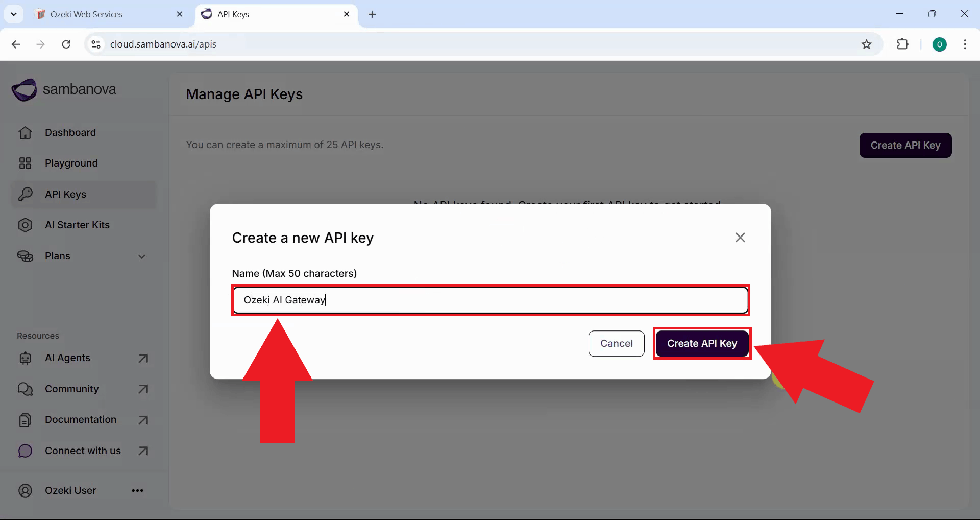 Name and generate key