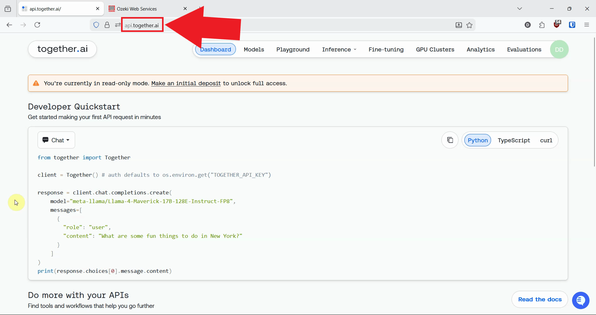 Open Together AI website