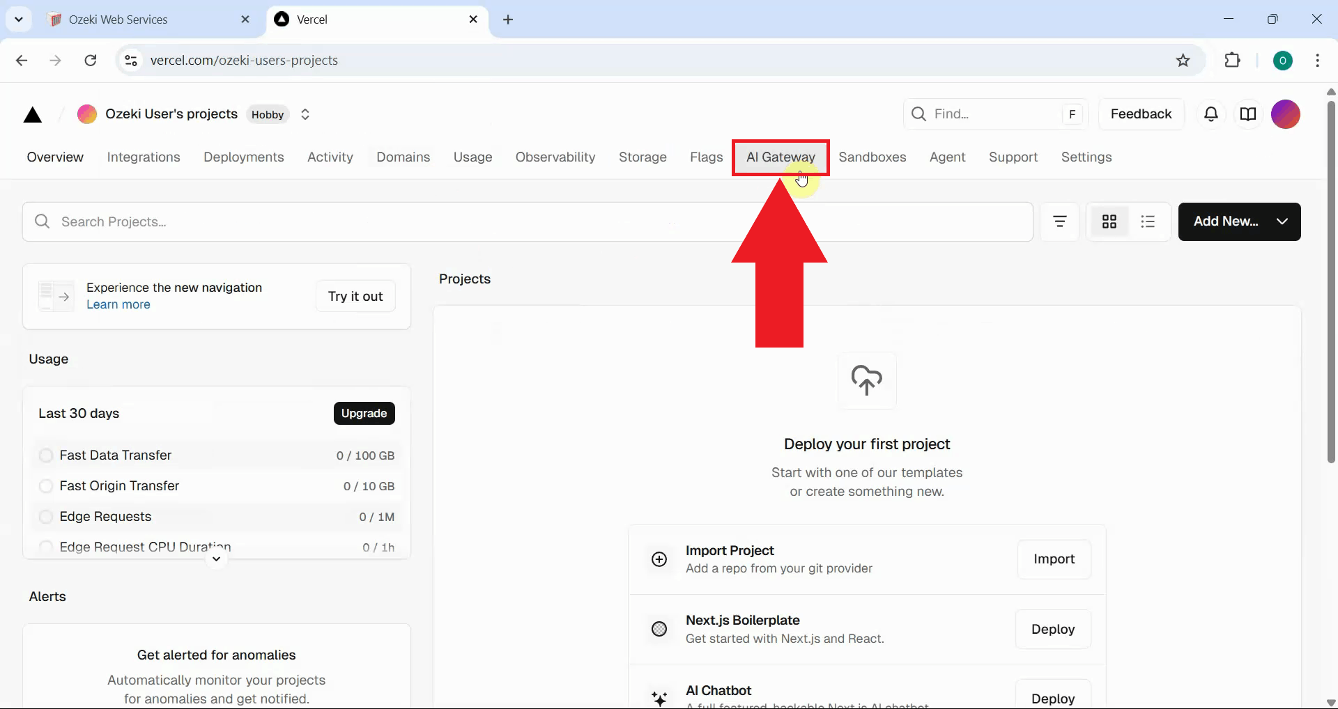 Navigate to AI Gateway