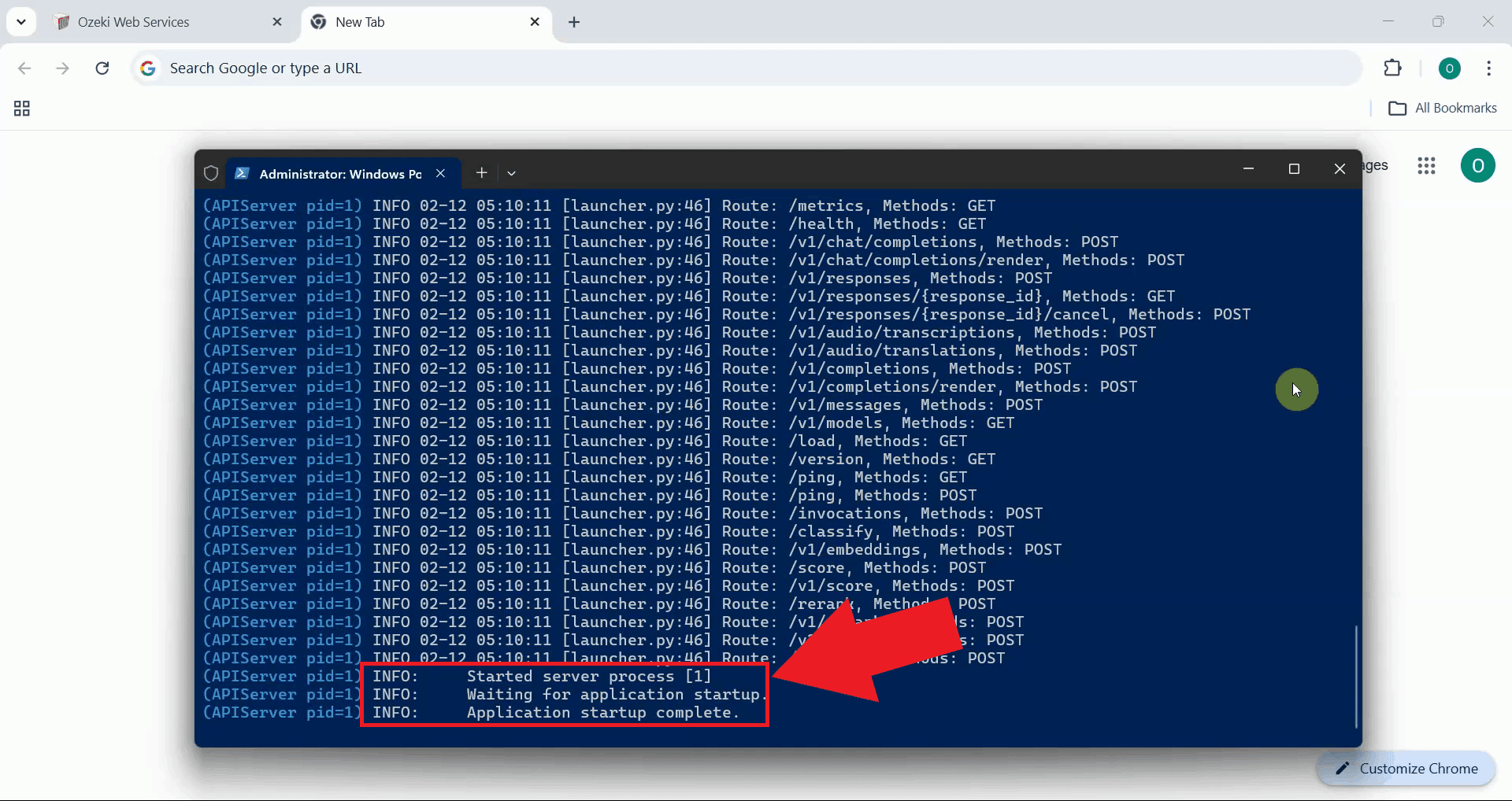 vLLM started and ready