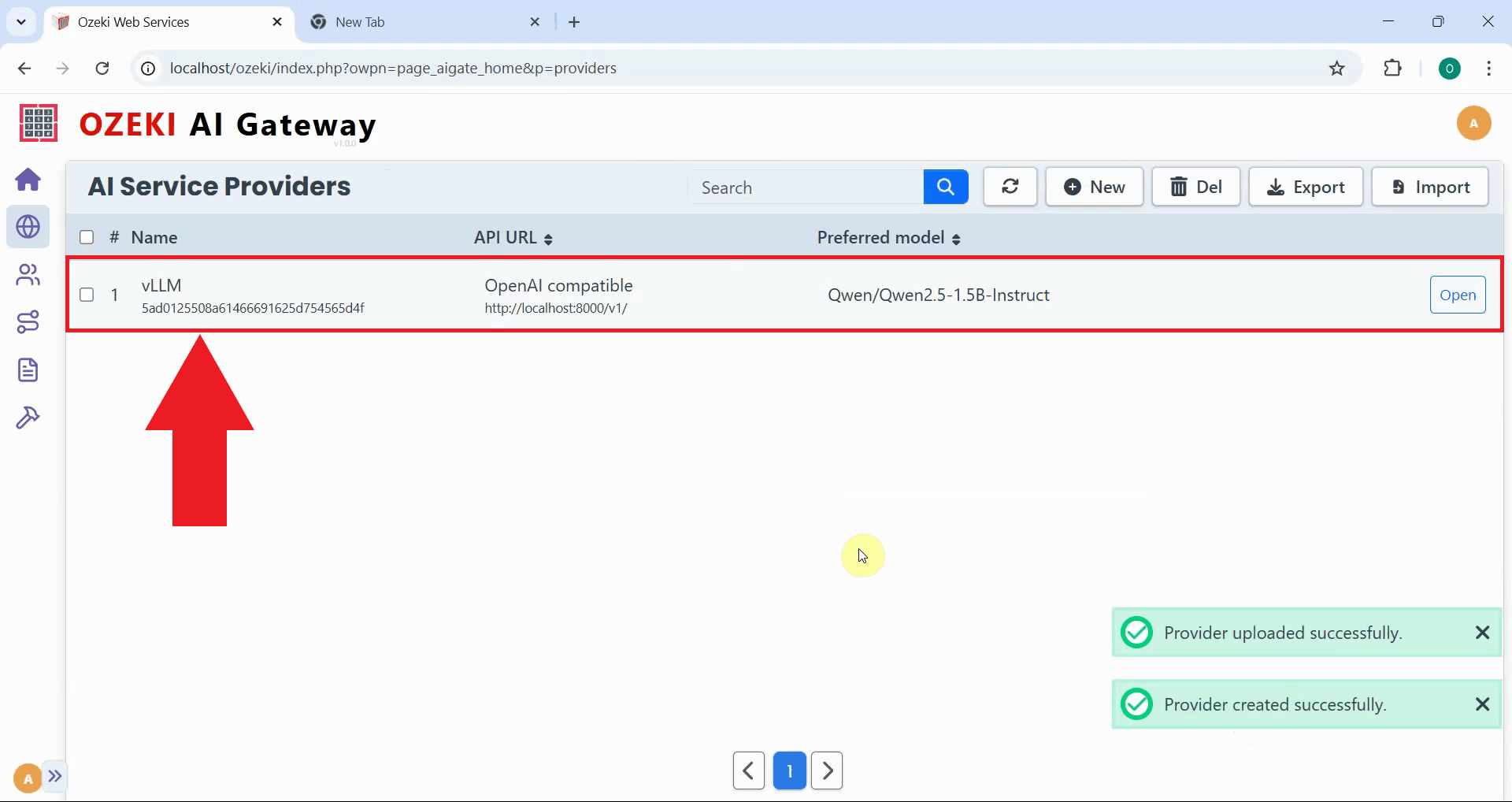 Provider created successfully