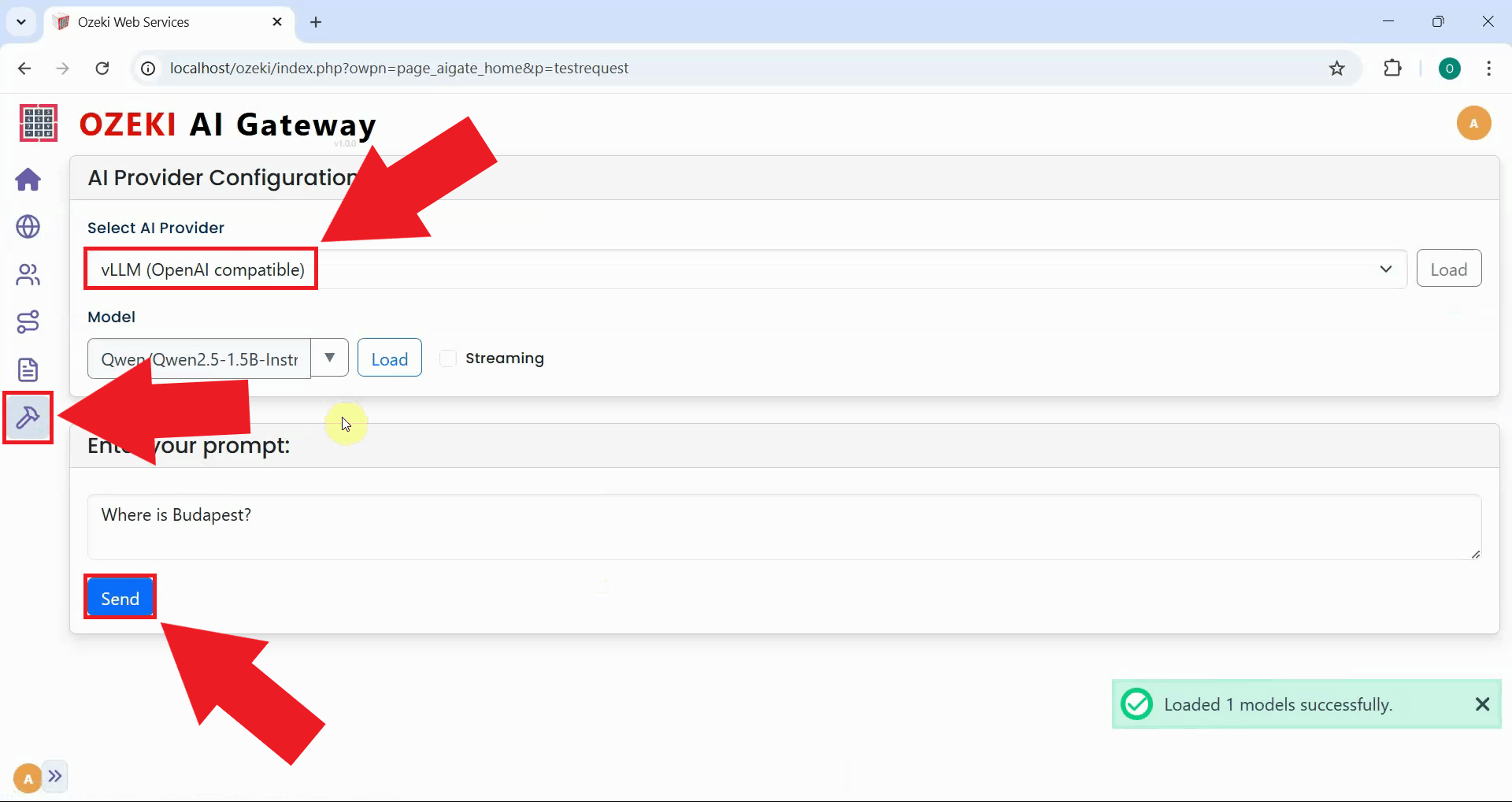 Send test prompt to vLLM