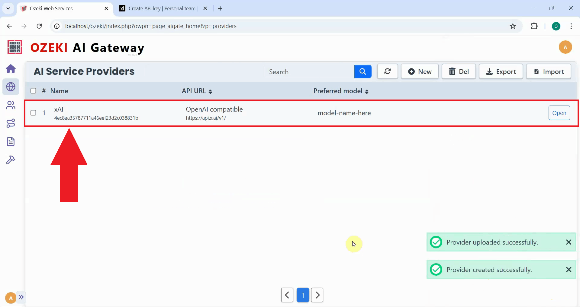 Provider created successfully