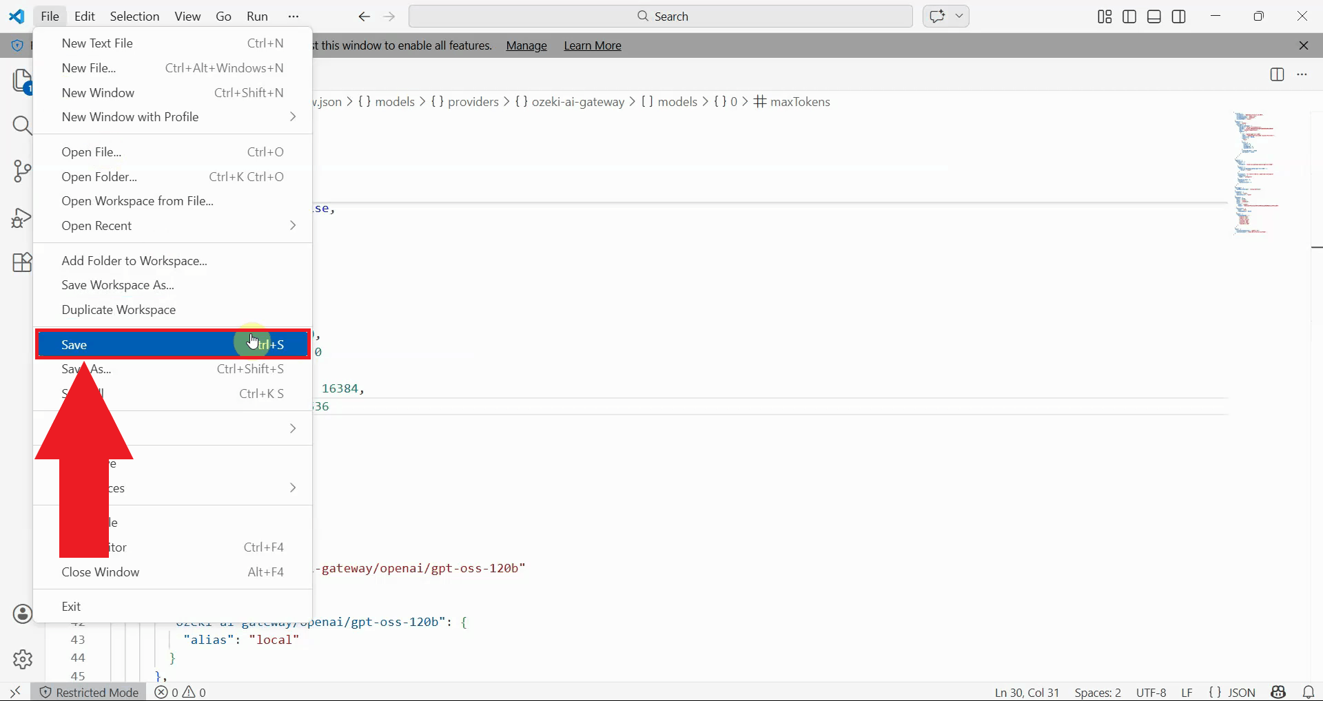 Save configuration file