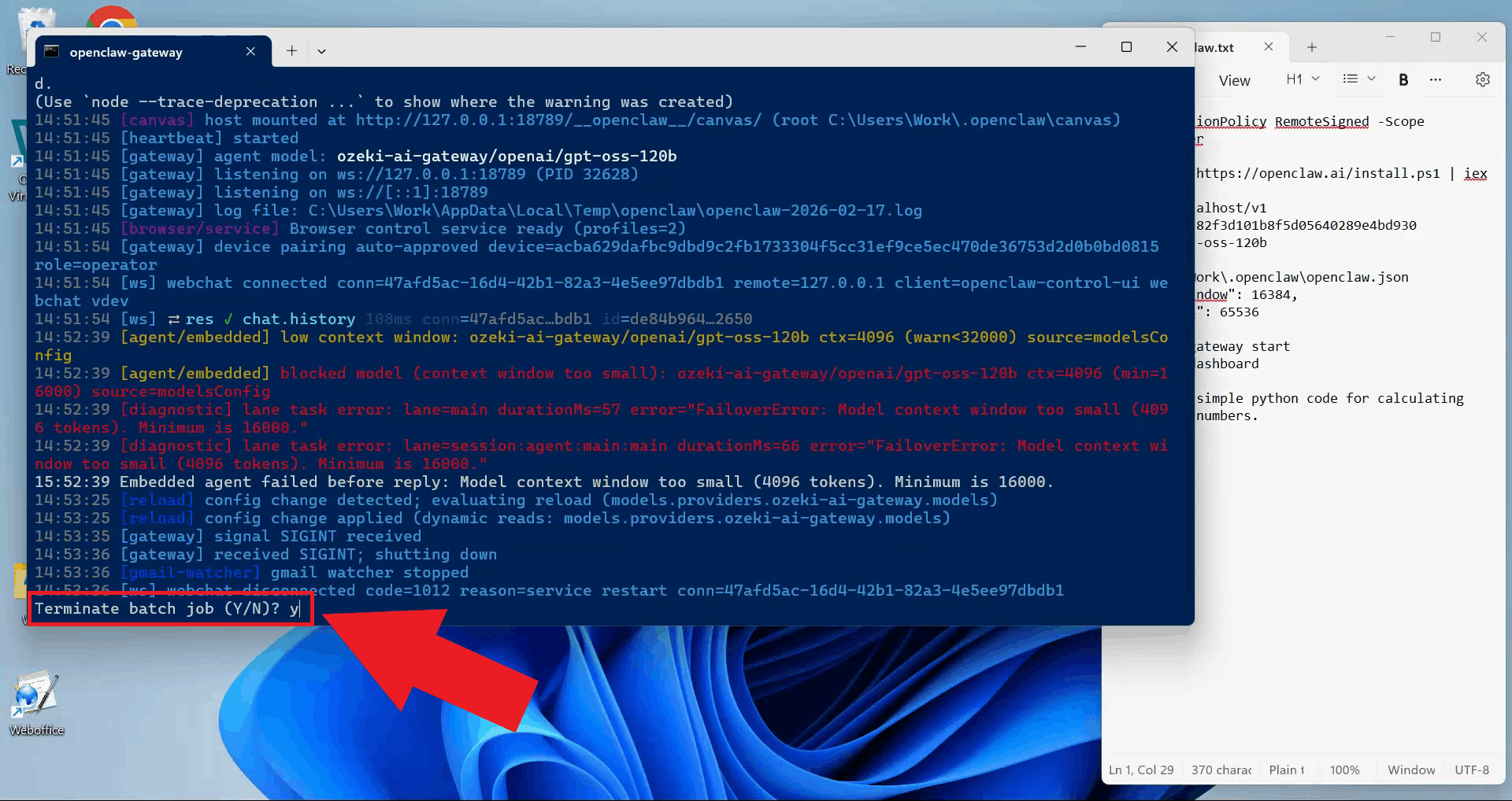 Terminate OpenClaw gateway