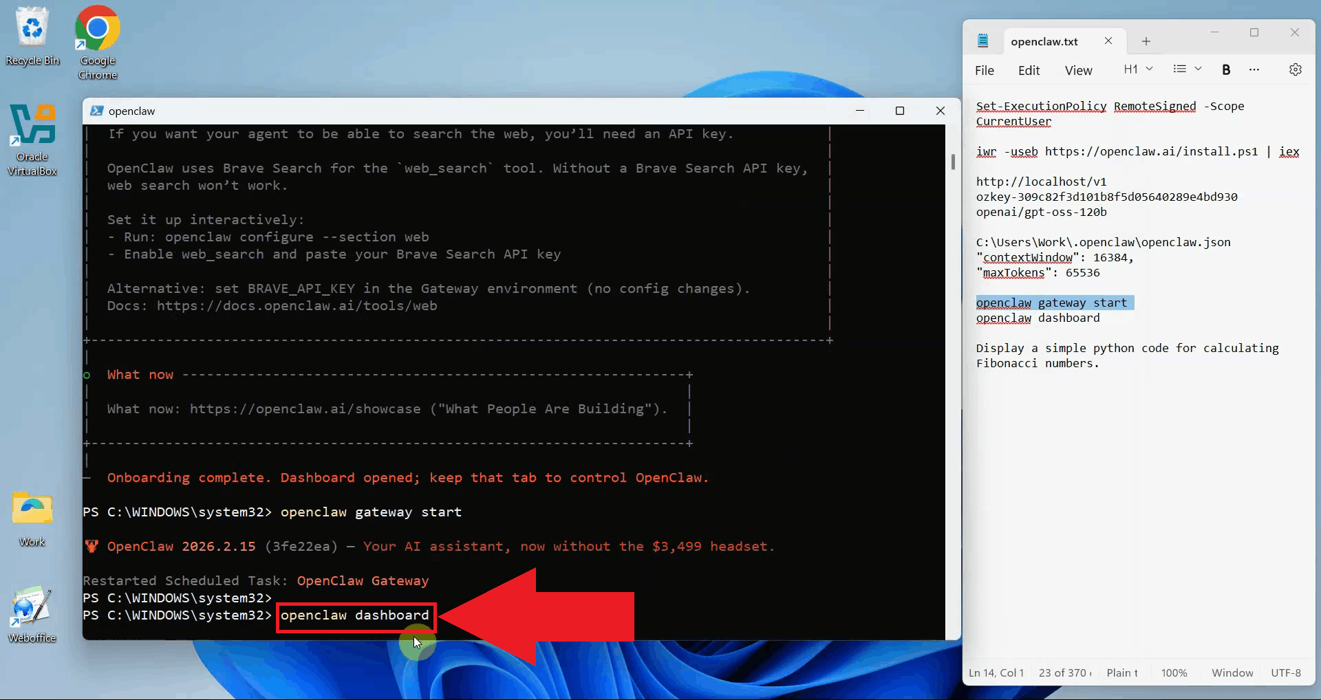 Open OpenClaw dashboard