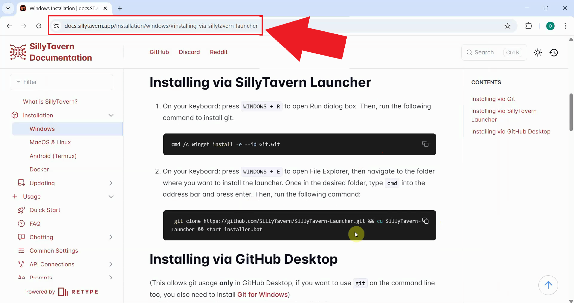Open SillyTavern website