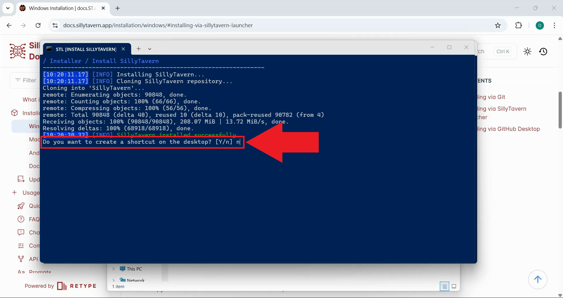 Create desktop shortcut