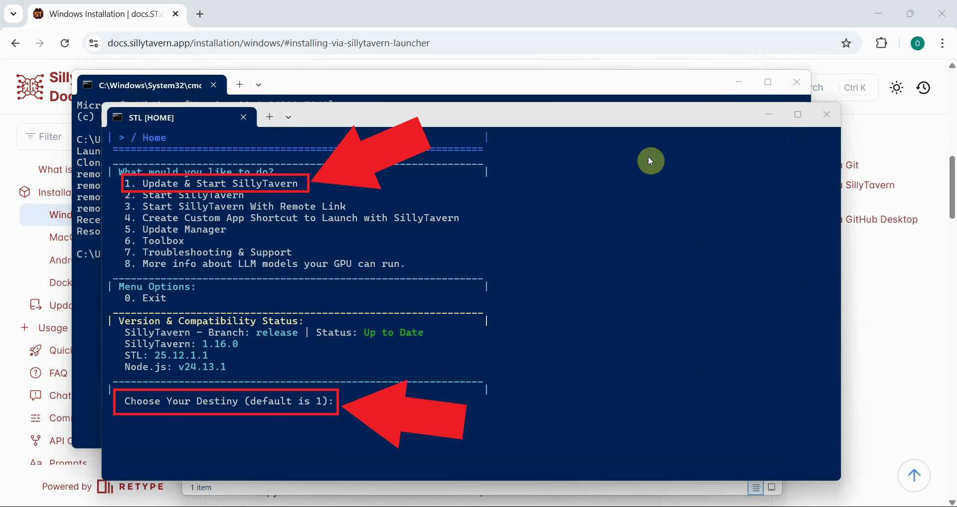 Update and start SillyTavern