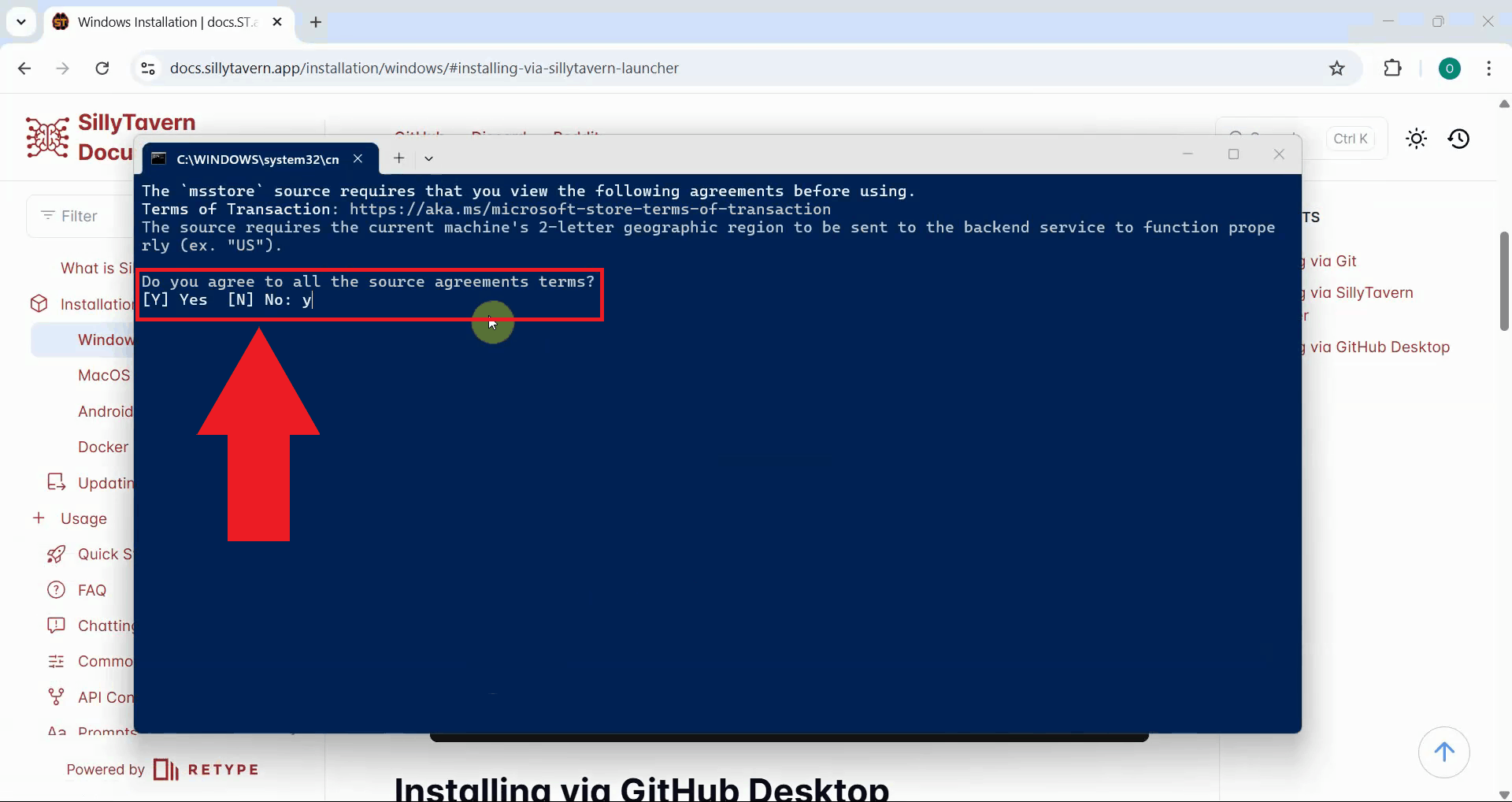 Accept Microsoft Store agreement