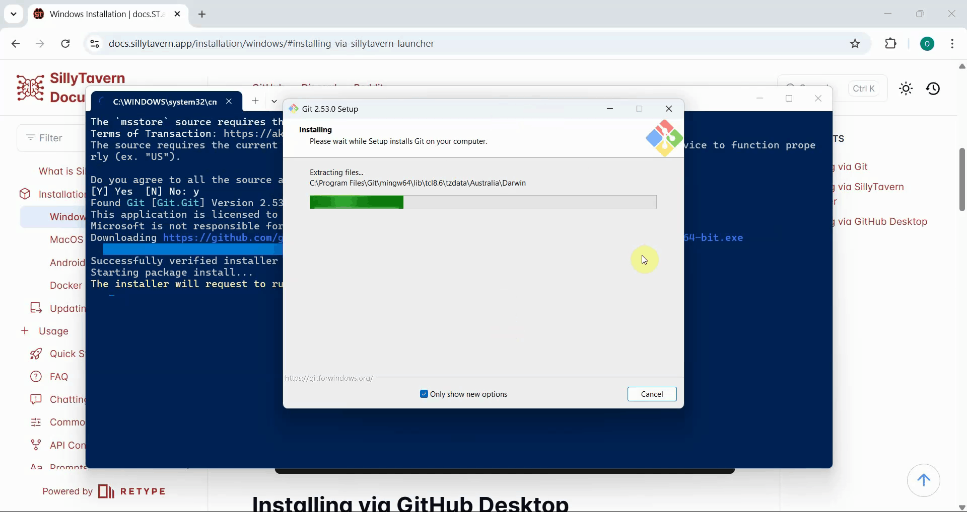 Wait for Git to install
