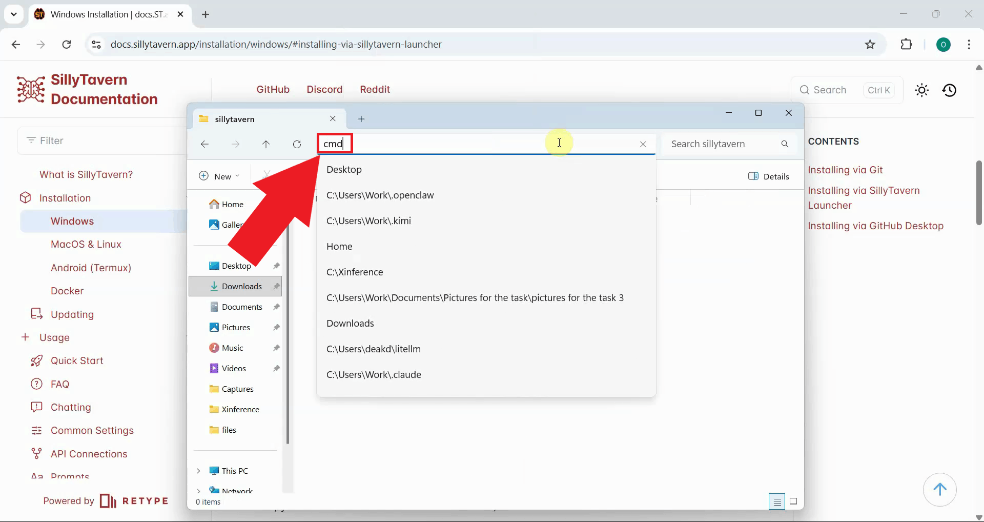 Open folder in terminal