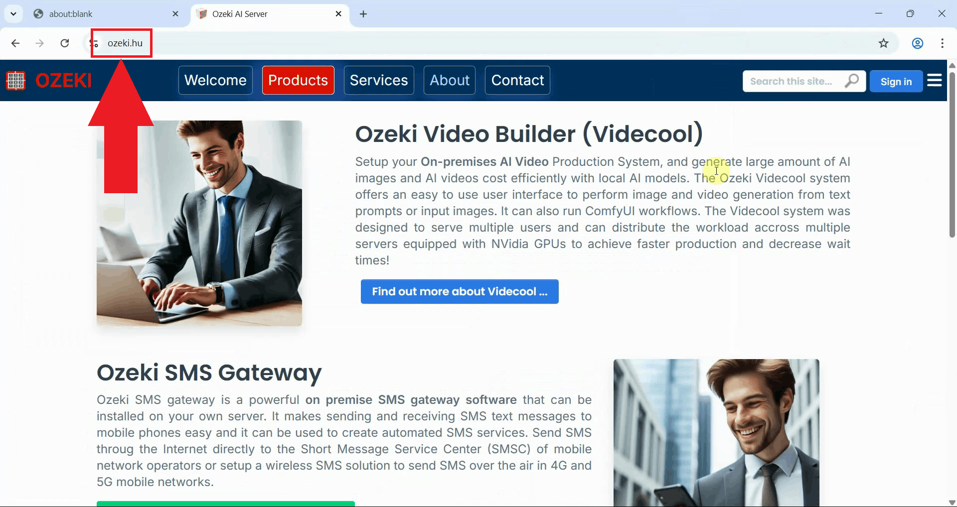 Website opened in Chrome