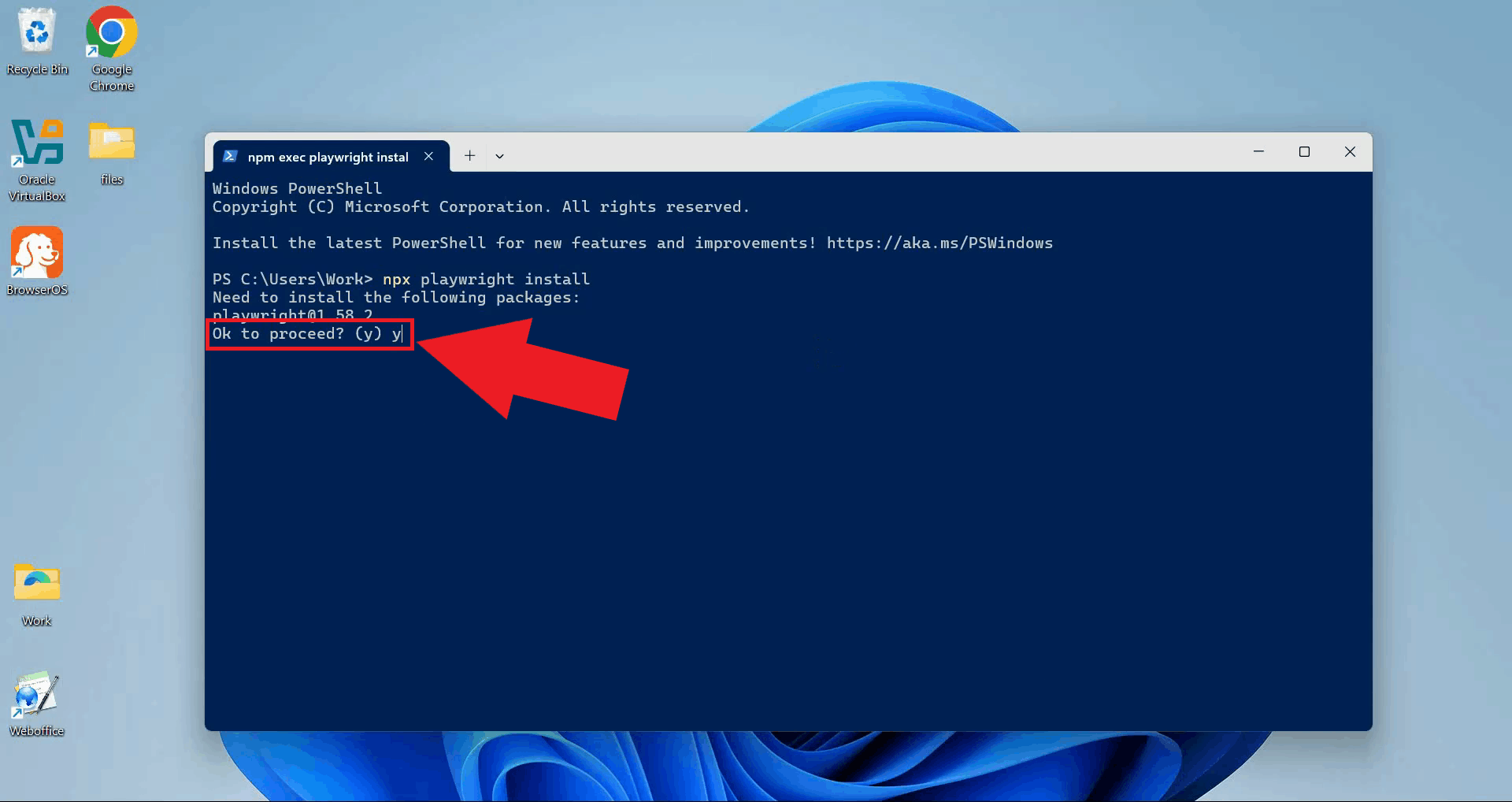 Agree to package installation