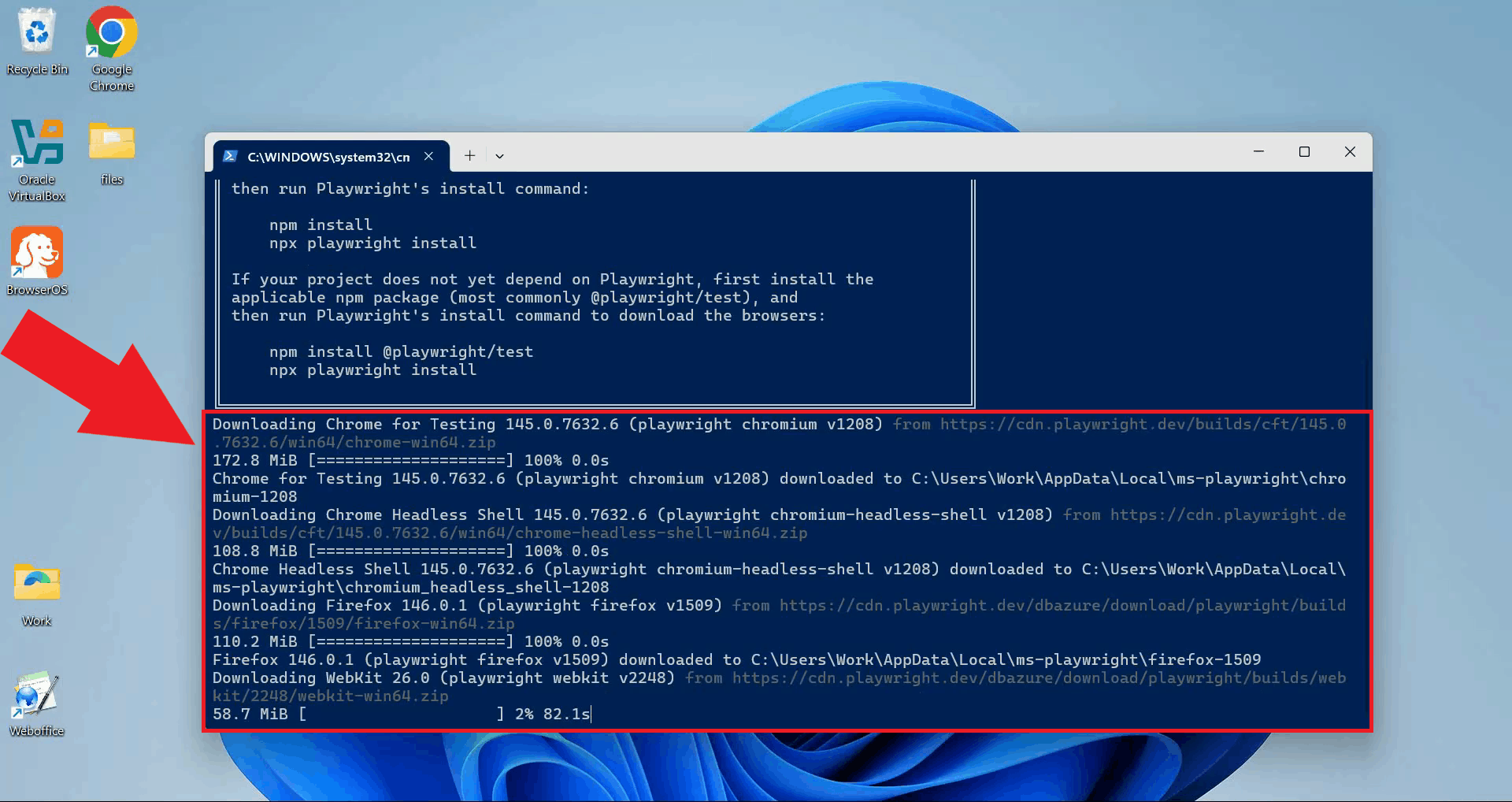 Wait for installation to finish