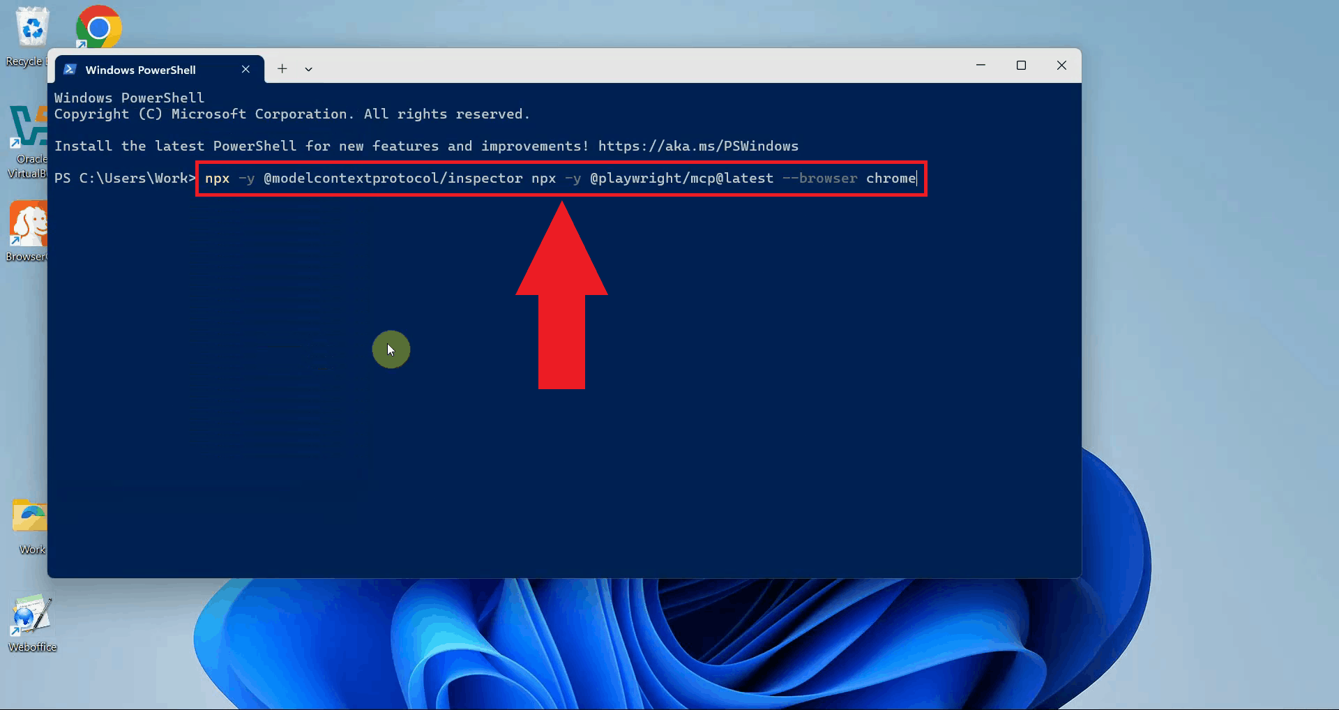 Run MCP Inspector with Playwright