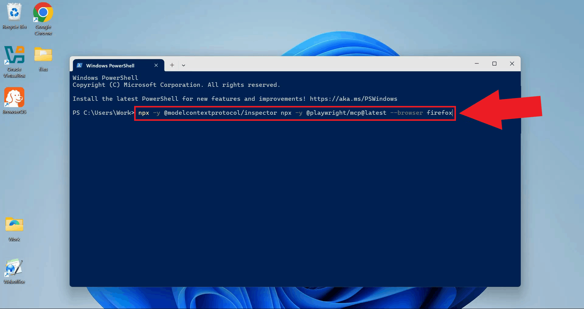 Run MCP Inspector with Playwright
