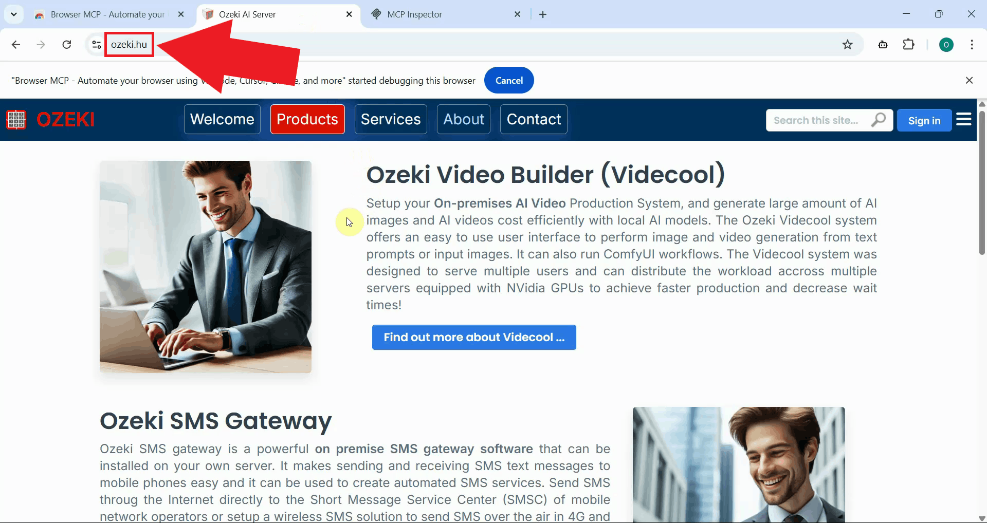 Website opened in Chrome