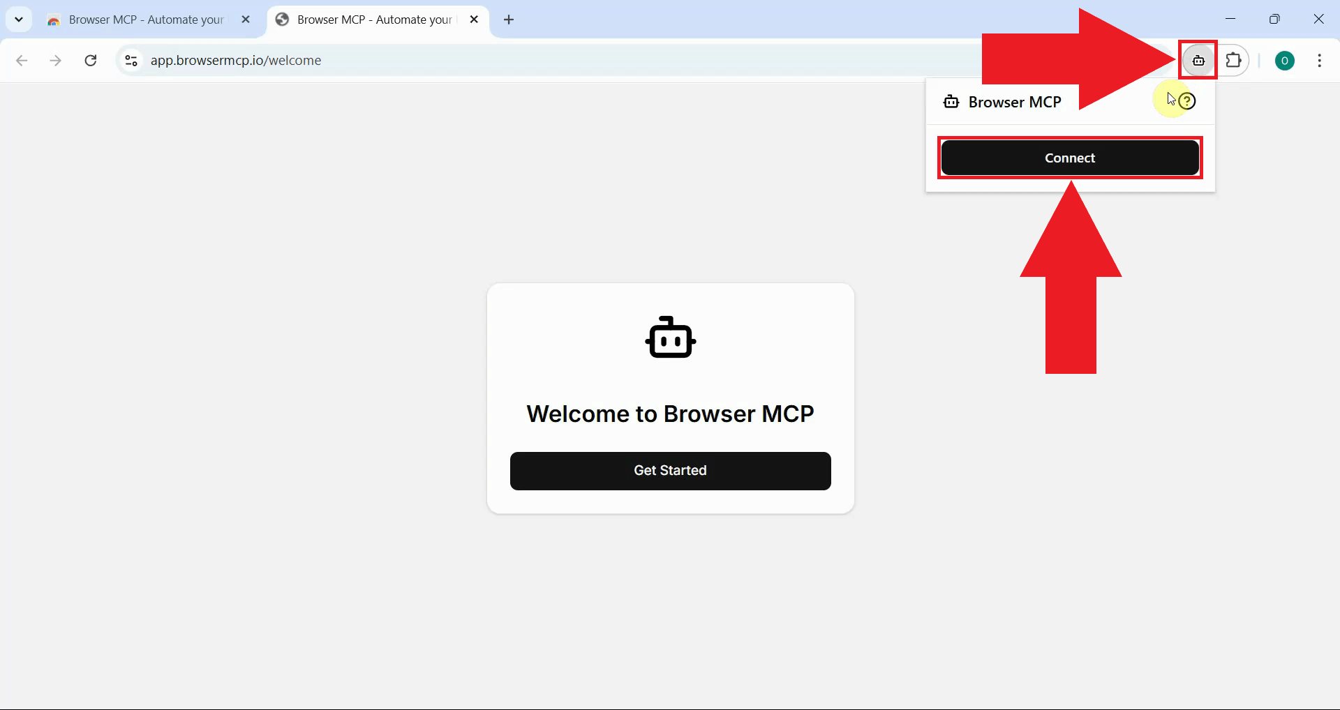 Open extension and connect