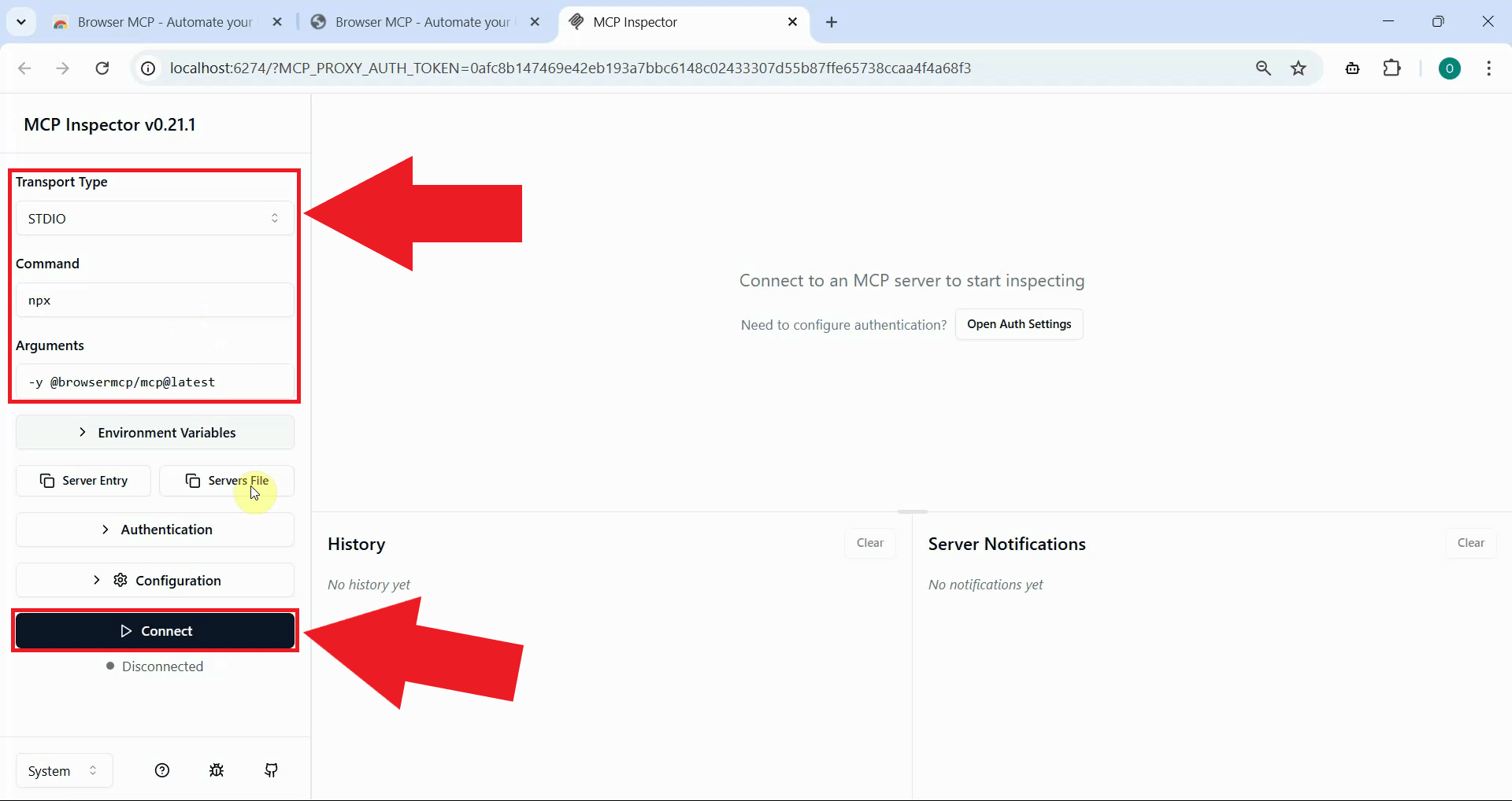 Connect to the MCP server