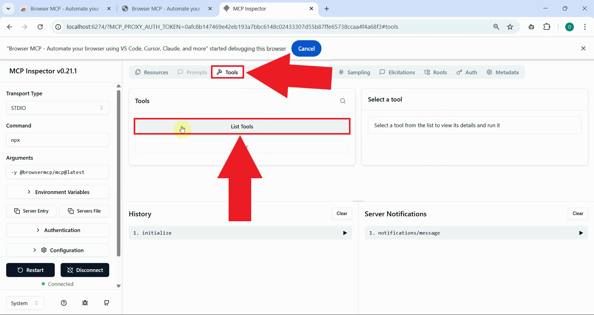 List available tools