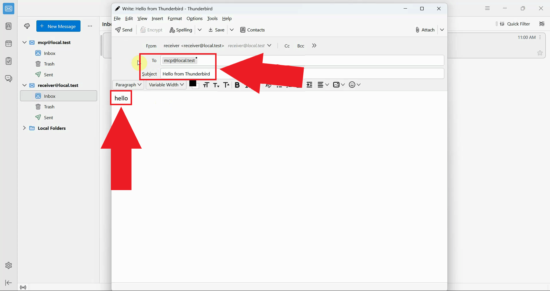 Send email to MCP account