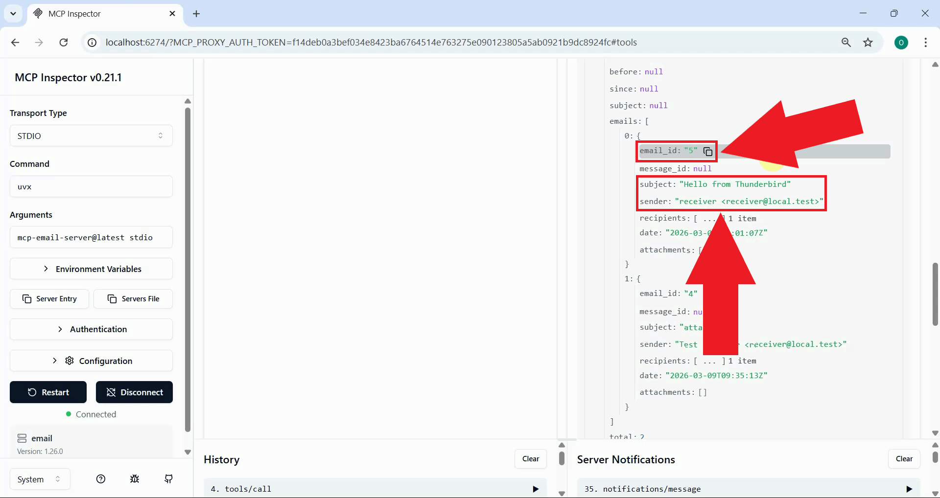 Check and copy email ID from response