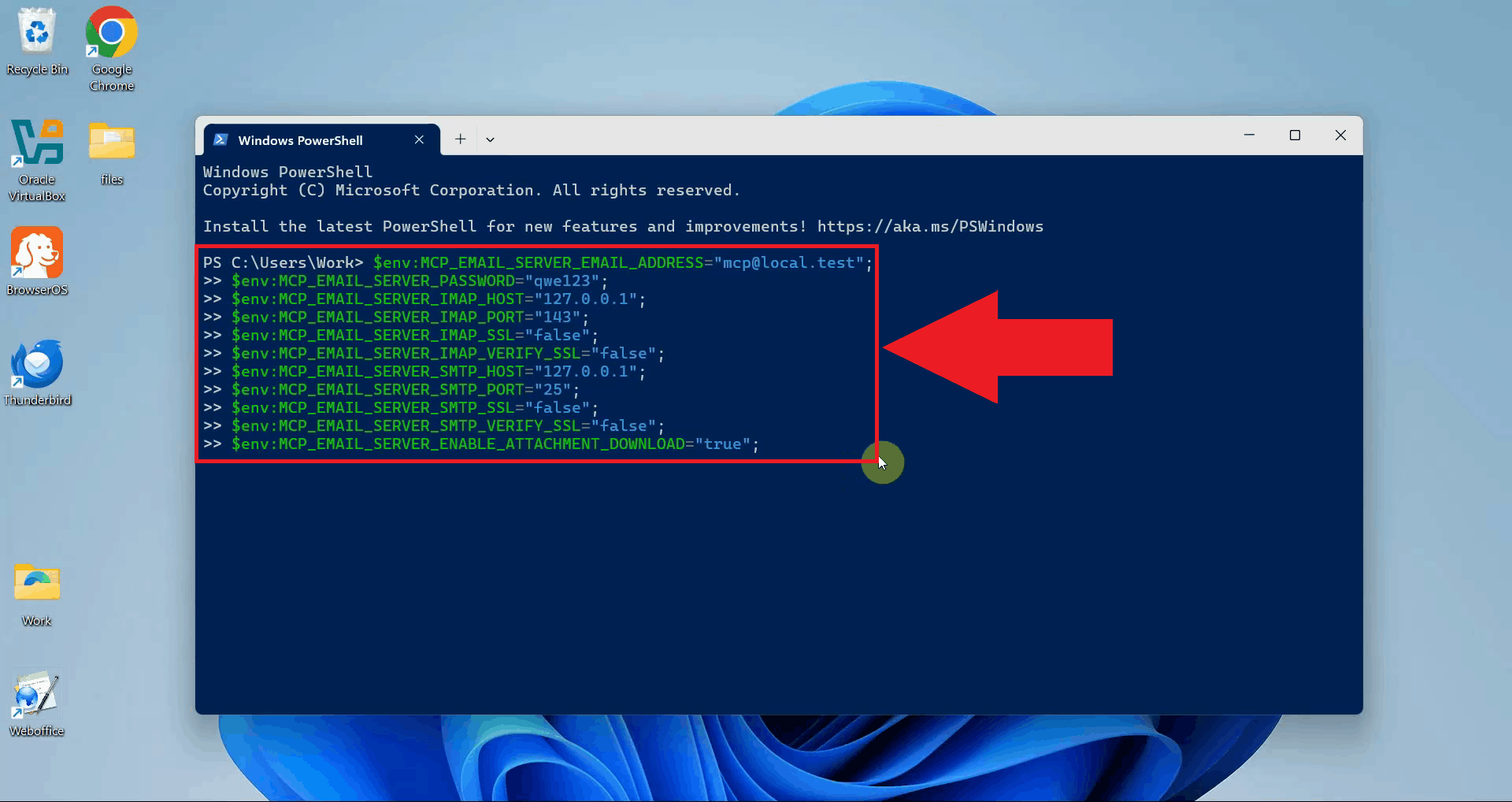 Set environment variables