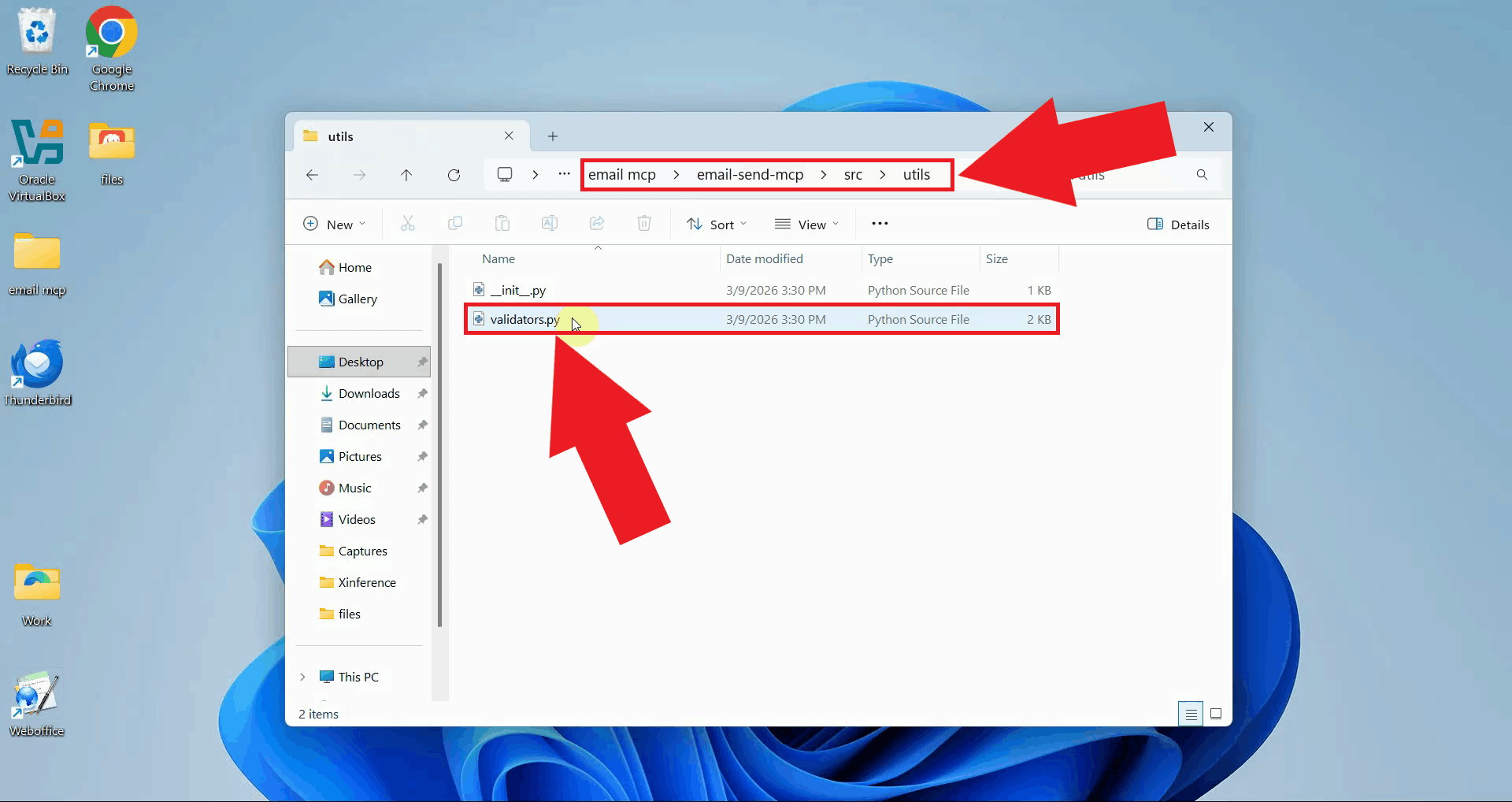 Open validator Python file