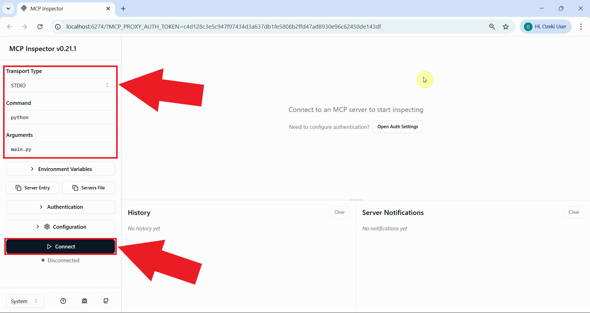 Connect to email MCP server