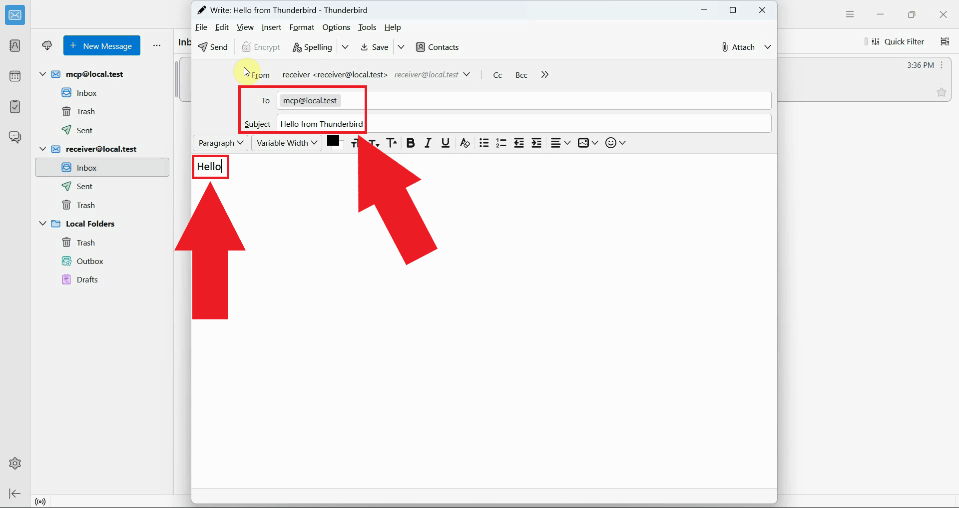 Send email to MCP account