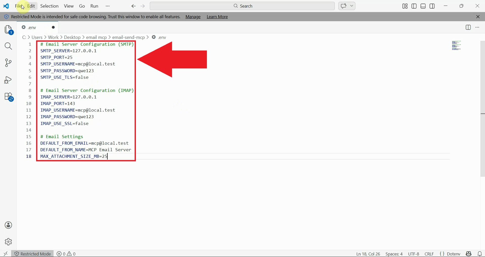 Modify the .env file