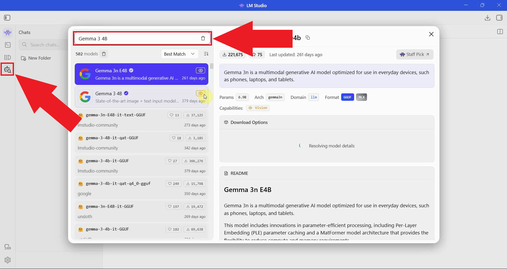 Use model search to find a model